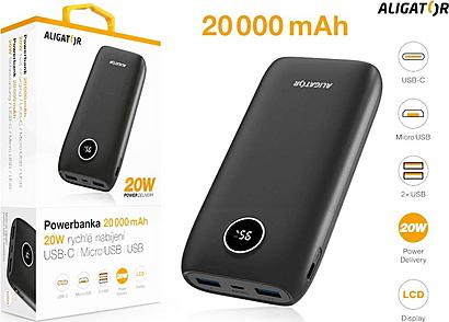 Aligator PBPD20BK Powerbanka 20000mAh