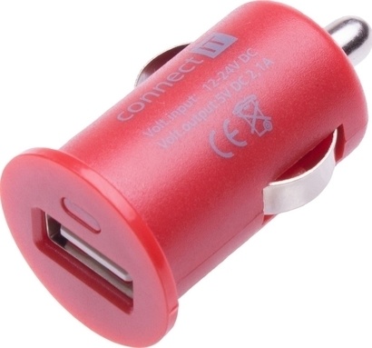 Connect IT CI-586 CAR adaptér USB 2,1A červený
