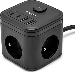 Huslog 15W 3x z.2xUSB-C,2xUSB,1.4m černá