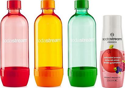 SodaStream Lahev Tripack Orange/Green/Red + příchuť zahr. ovoce 440 ml