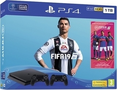 Sony PS4 1TB slim black + FIFA 19 + DS4 black