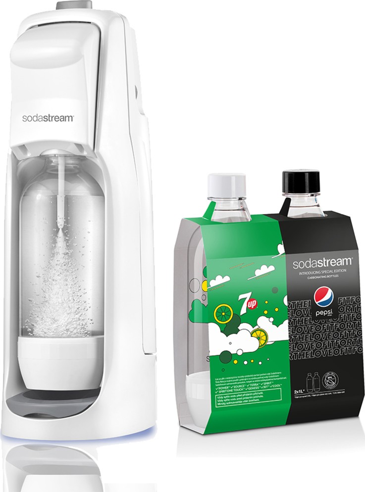 SodaStream JET White + Lahev JET 2x1l PEPSI 7UP Spořílek.cz